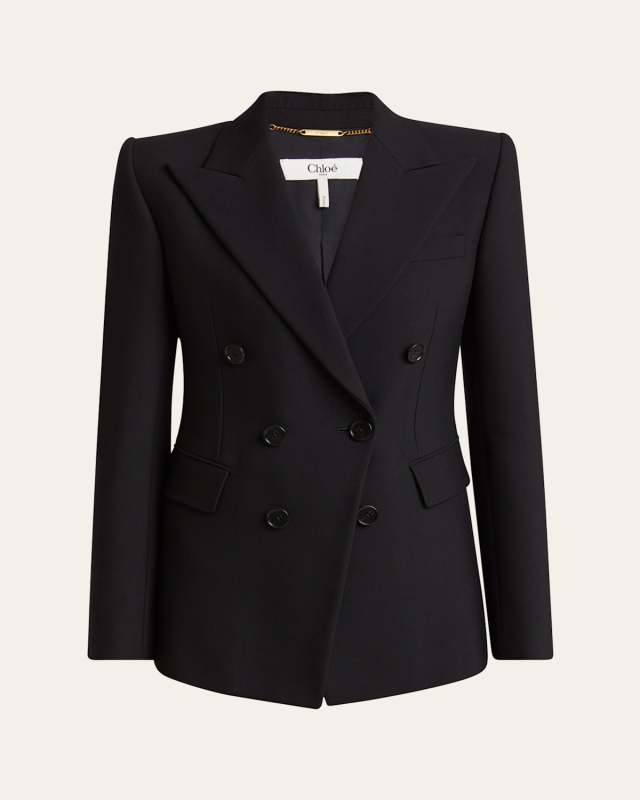 Double-Breasted Wool Blazer Jacket